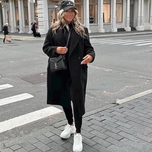 100% Wool Pea Coat – Size 6 | Classic Black | Made in the USA